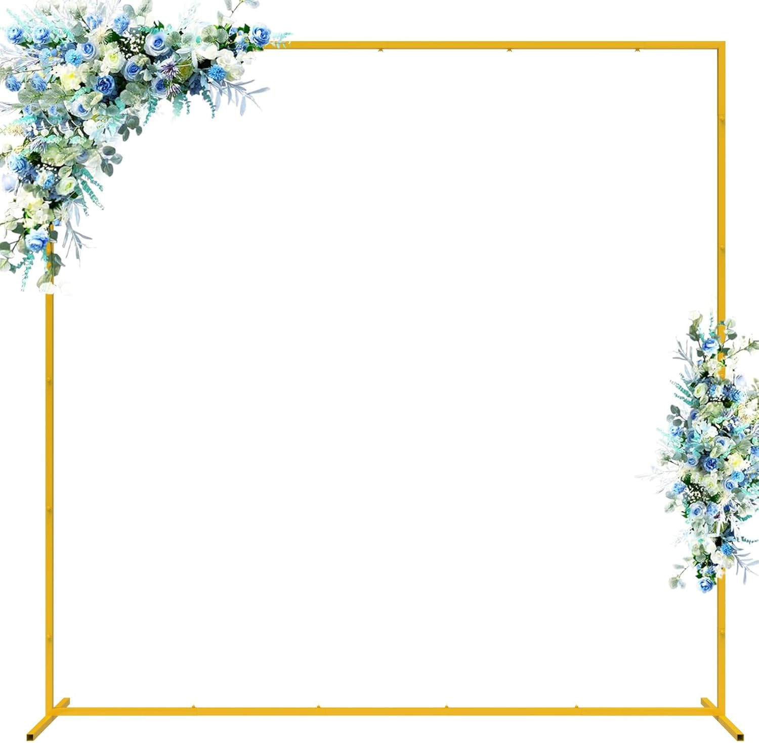 Wokceer Wedding Arch Backdrop Stand Square 6.6Ftx6.6Ft Gold Metal Balloon Arch S