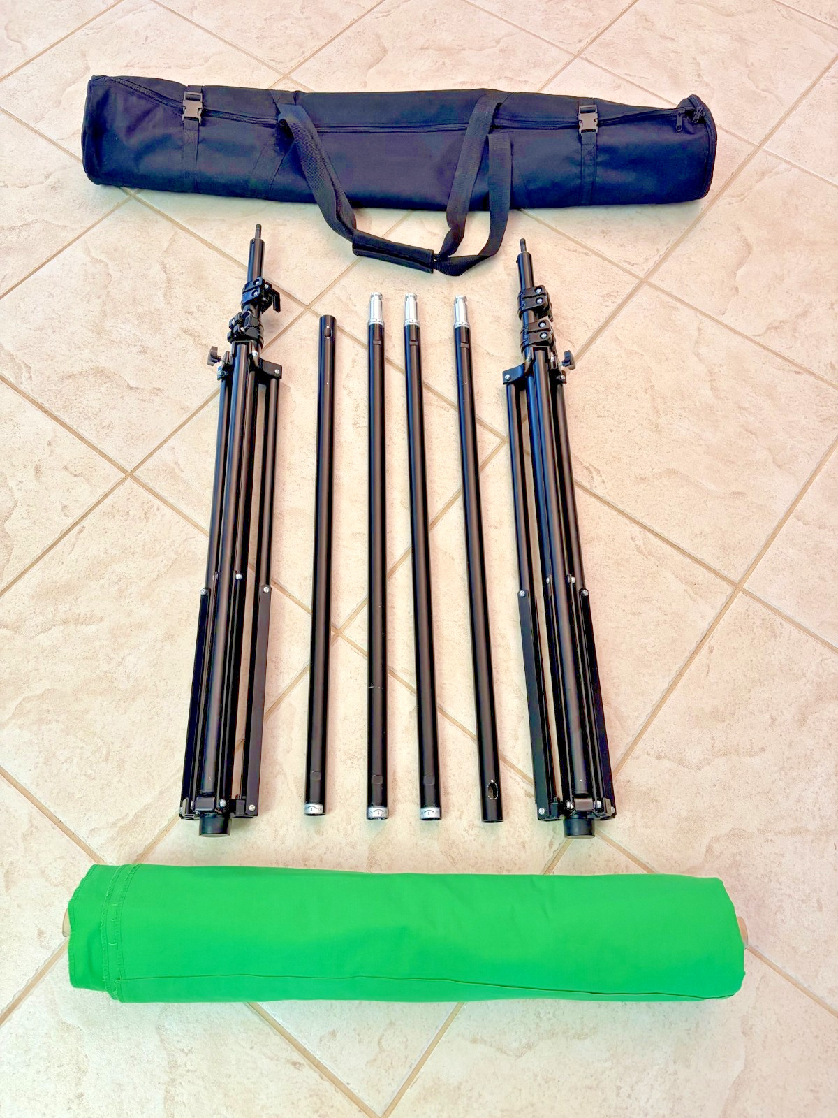 Green Backdrop Dual-Pole Stand Kit & Carry Case Portable Large-Scale 9.25×14.5ft