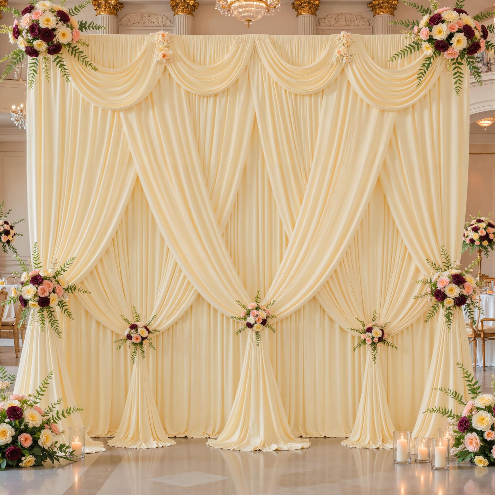50x10ft Champagne Backdrop Curtain Panels W5′ x H10′(10 panels),
