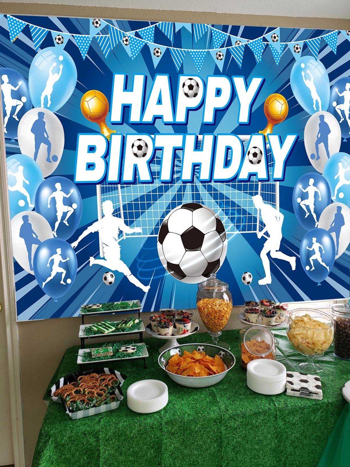 Soccer Birthday Backdrop Blue Soccer Happy Birthday Photography Bckdground Sp…
