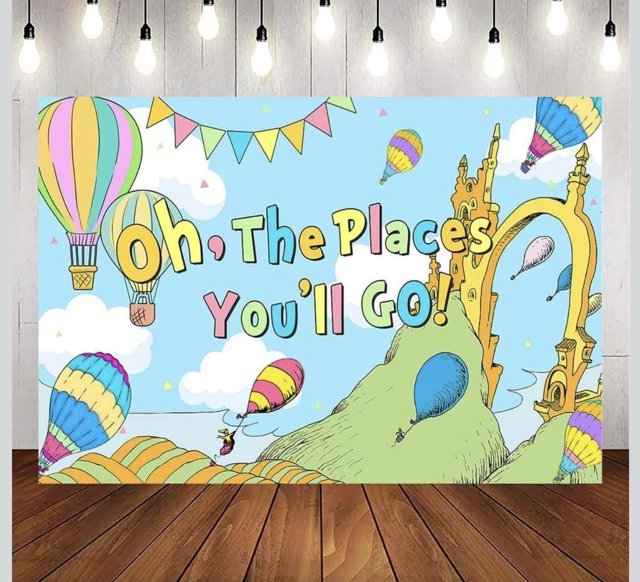 Oh, The Places You’ll Go! Cartoon Polyester Foldable Backdrop 5.9ft x 3.6ft