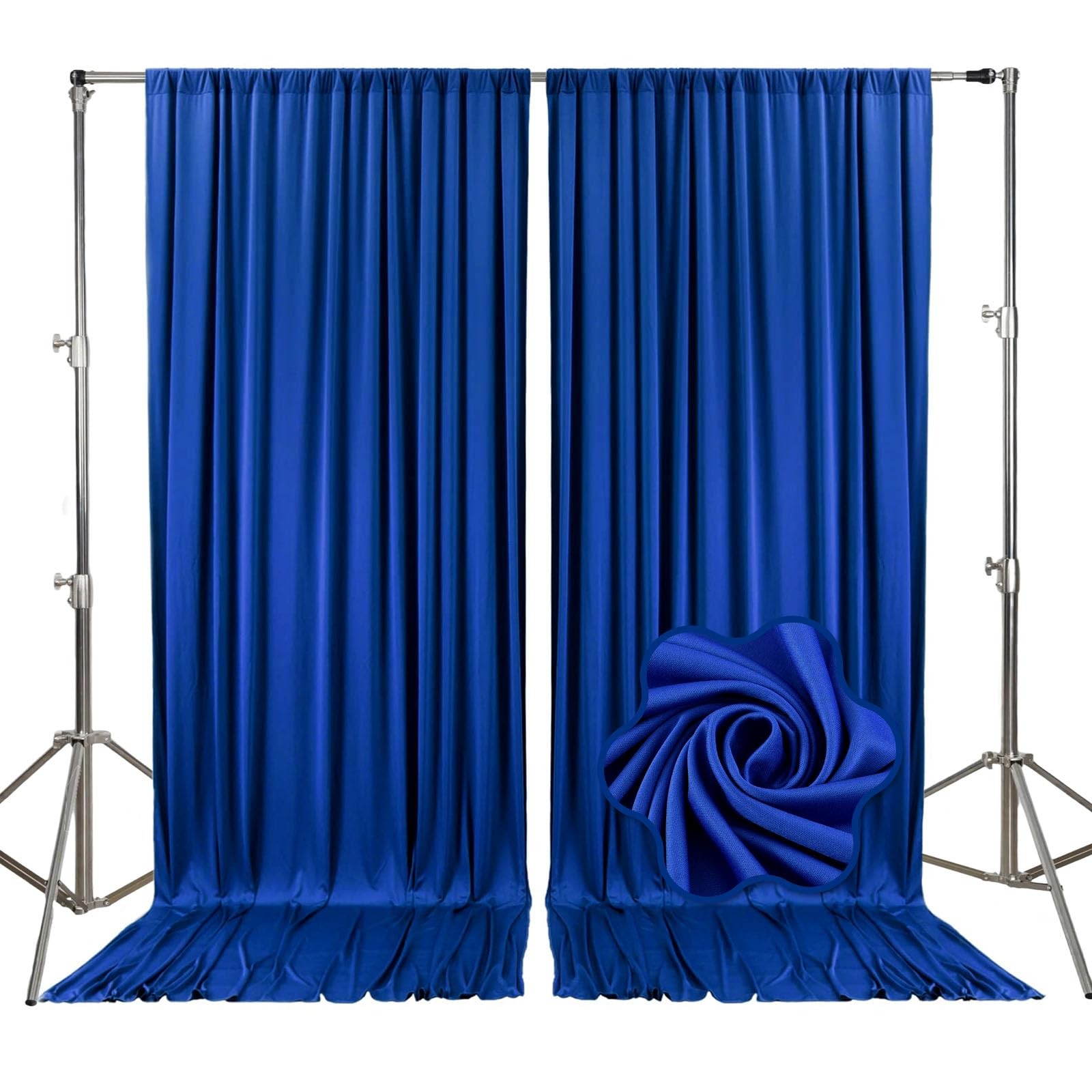 10ft x 7ft Blue Backdrop Curtains for Parties Fabric Satin Background Curtain…