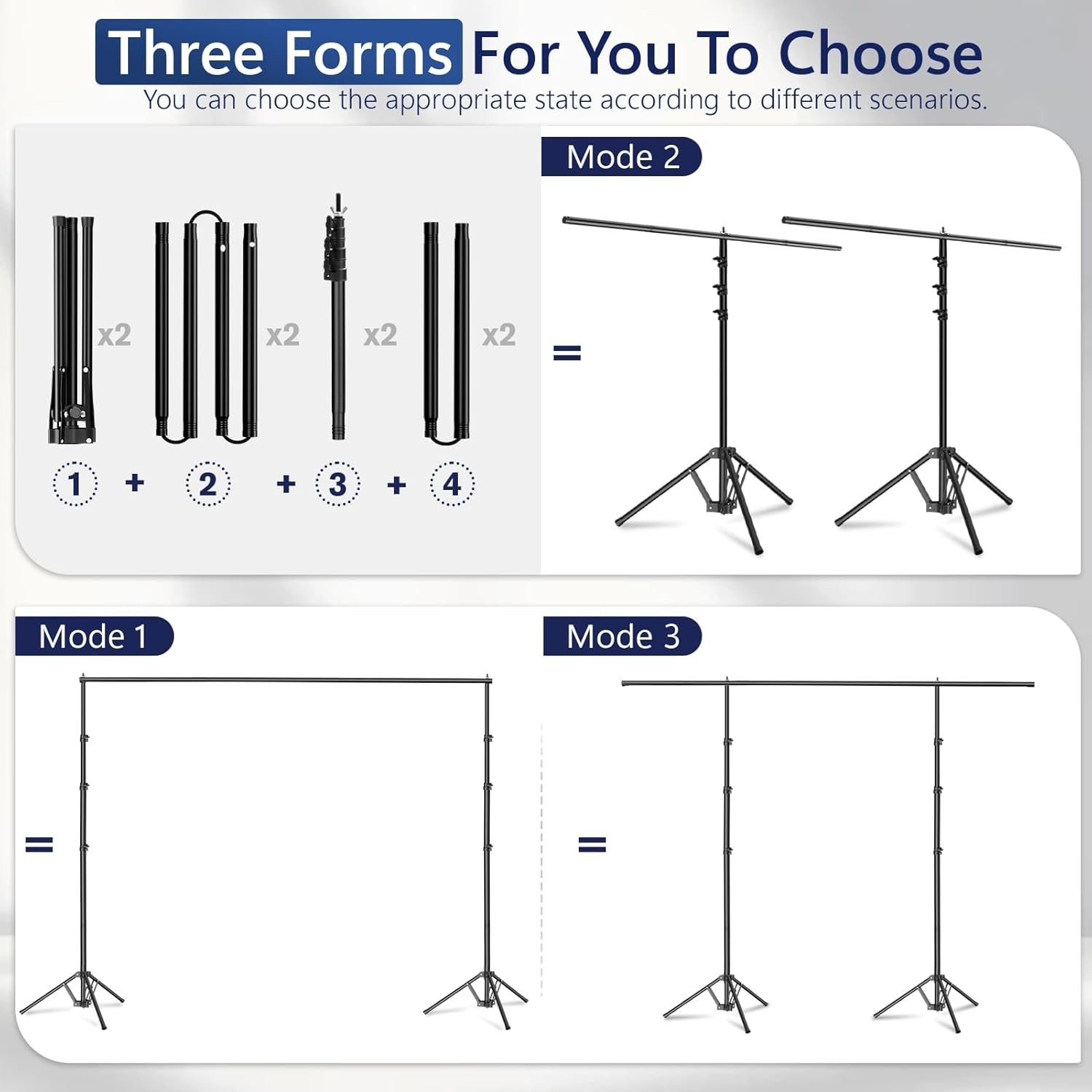 Versatile 10×8.5ft Photo Background Stand Kit with Elastic Rope & Clamps