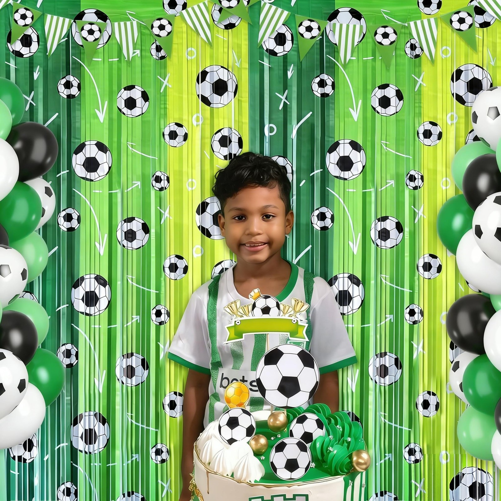 Soccer Foil Fringe Curtains Backdrop Birthday Party Decorations, 2 Pack 3.28 …