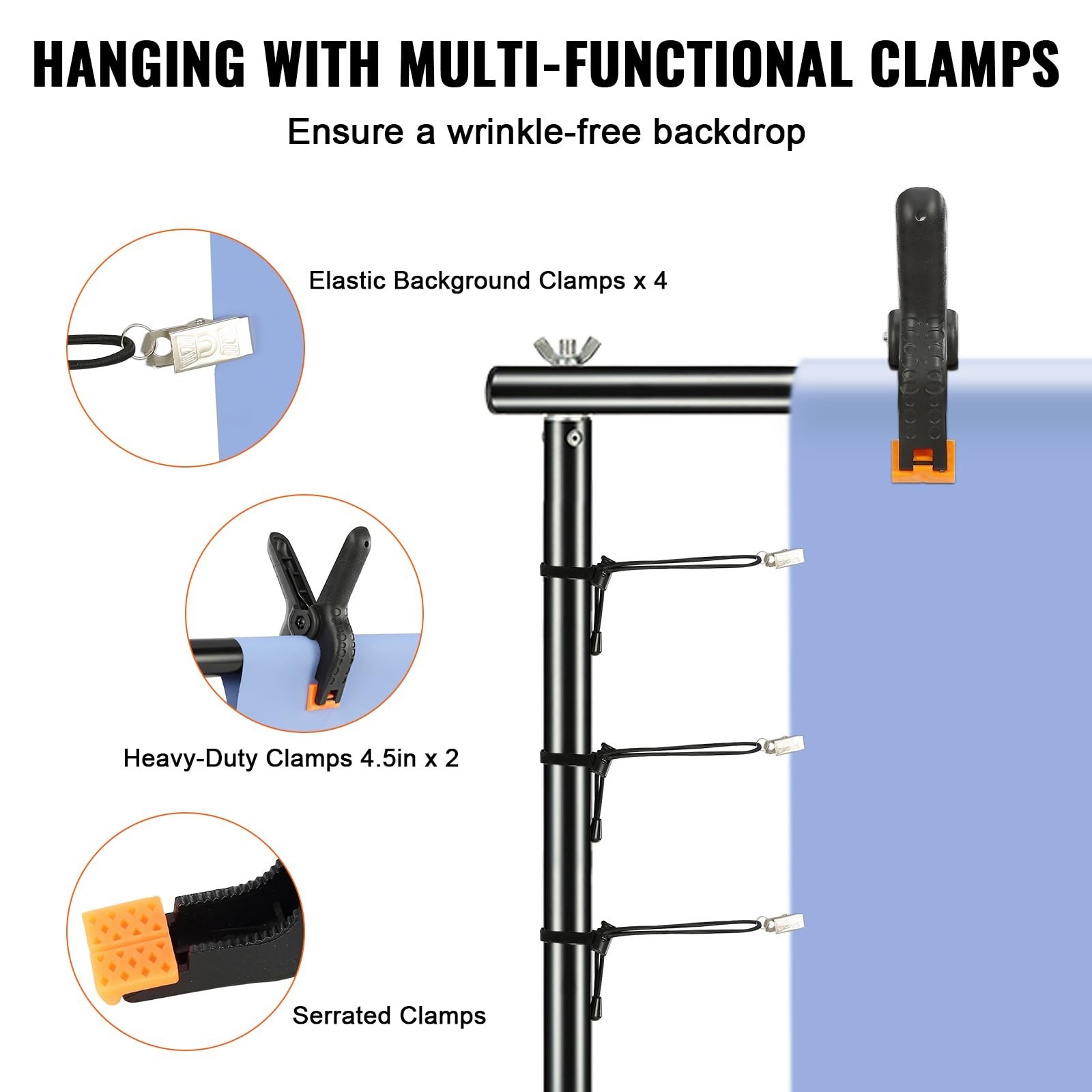 Heavy Duty Adjustable Backdrop Stand 11.5×9.6ft with Clamps & Carry Bag – Photog