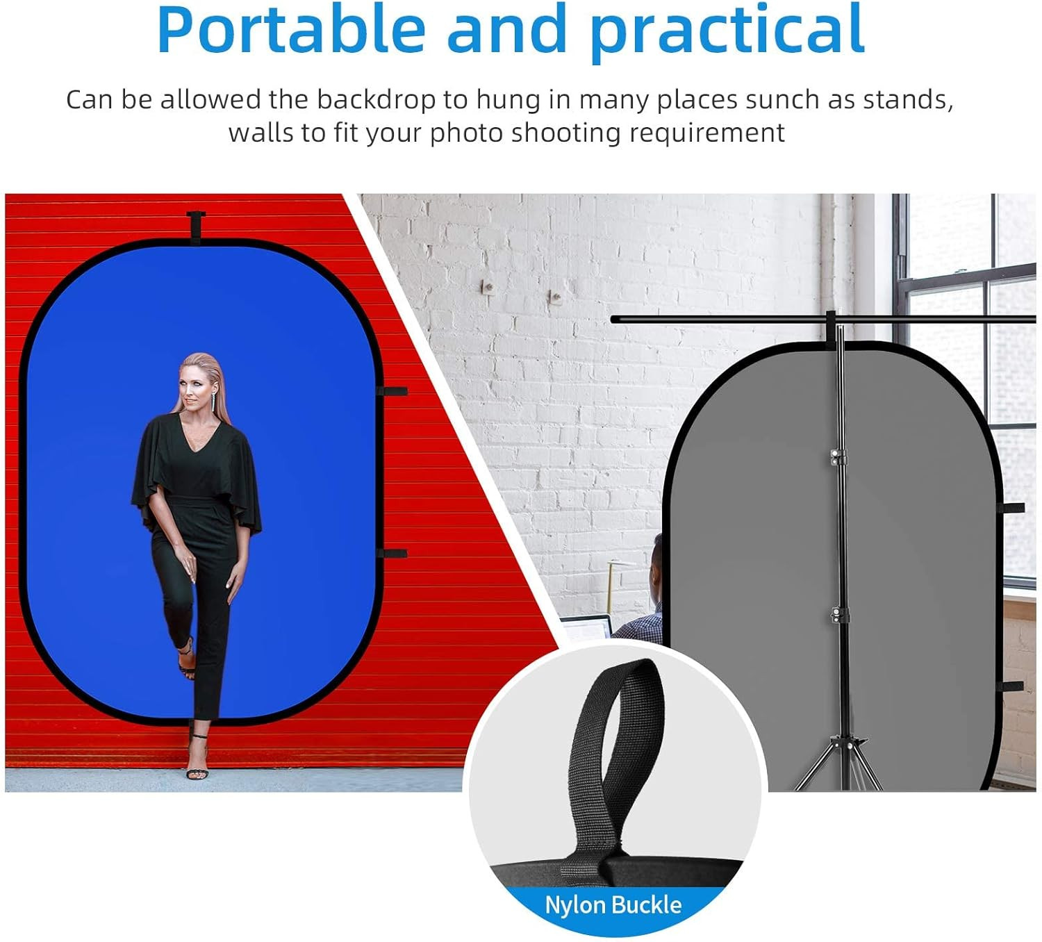 Collapsible Backdrop 59X78.7Inches Pop up Blue Grey Background with Carrying Bag