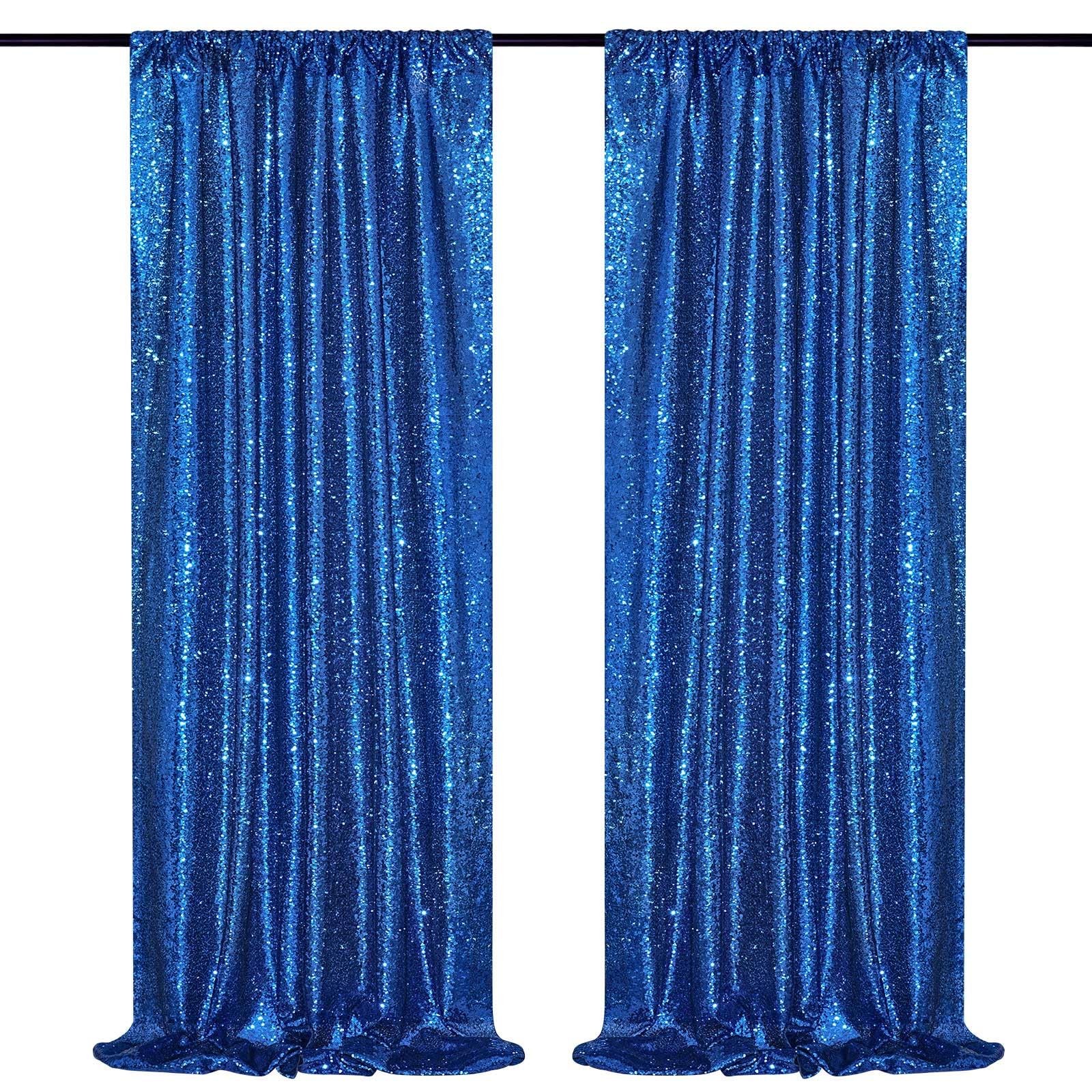 Royal Blue Sequin Backdrop Curtains 2 Packs 2ftx8ft Sparkly Backdrop Fabric G…
