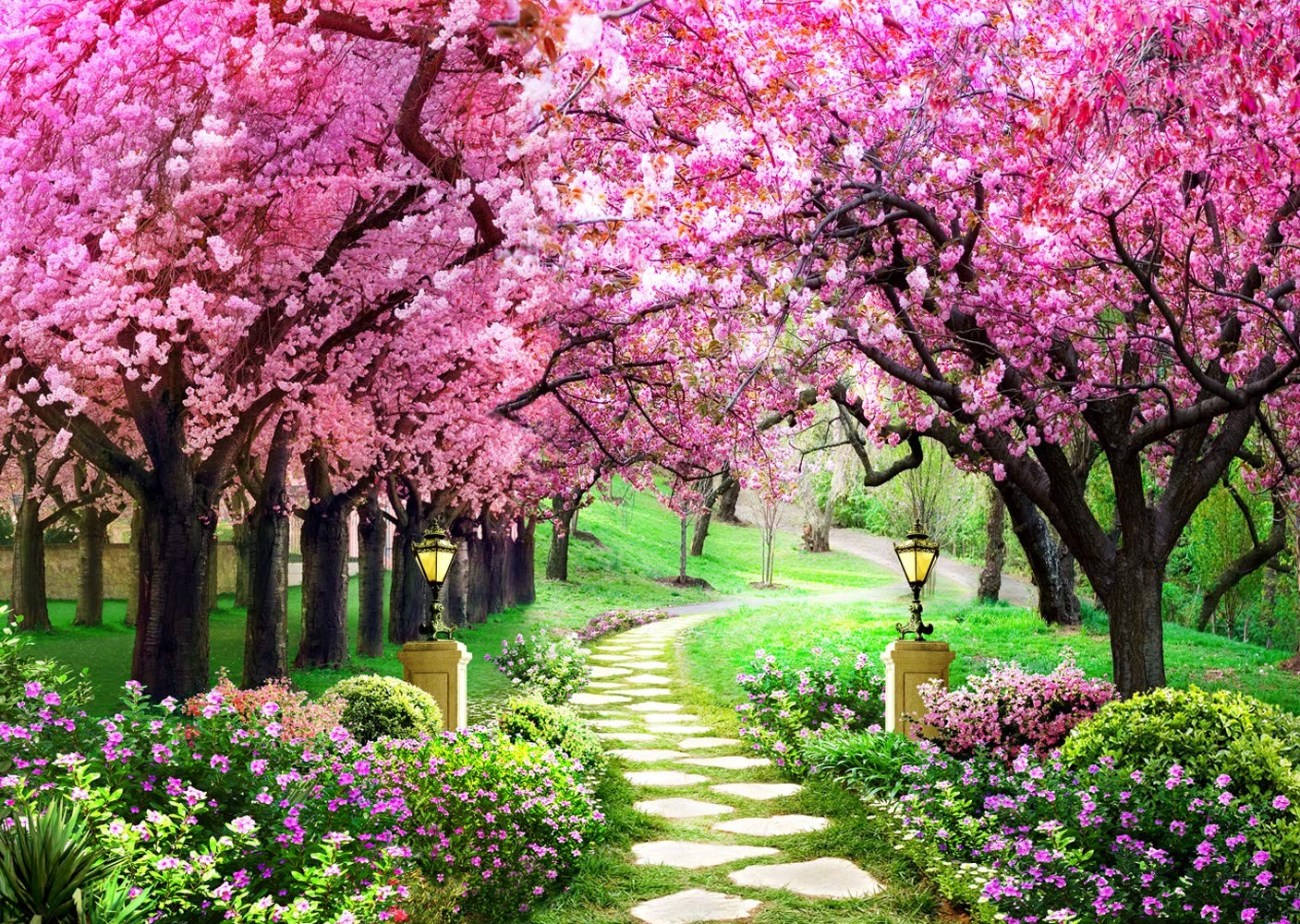 7x5FT Spring Backdrop Garden Landscape Scenery Photography Background Banner