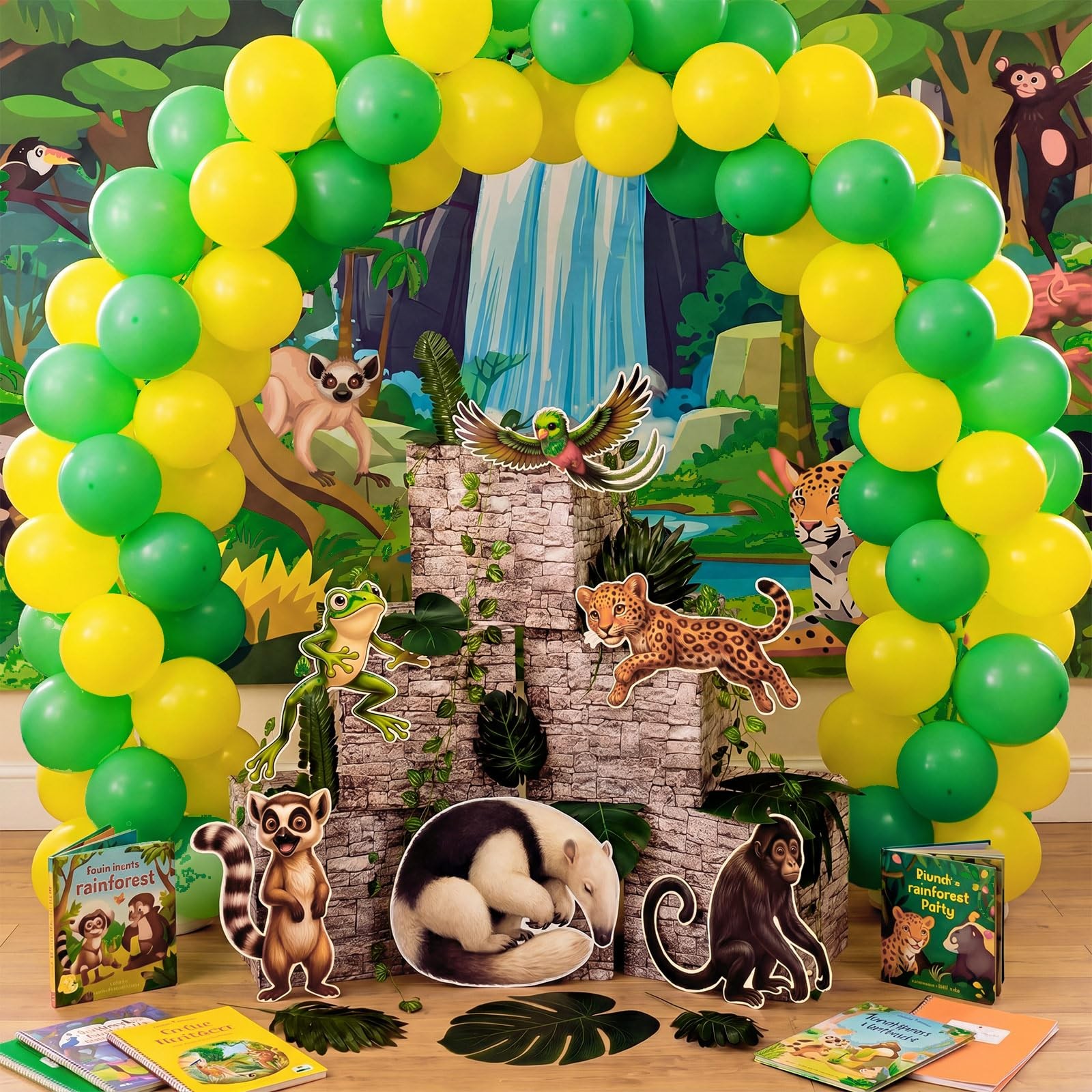 9 x 6 ft Rainforest Theme Backdrop Sets for Vbs Rainforest Decoration Bulk Va…