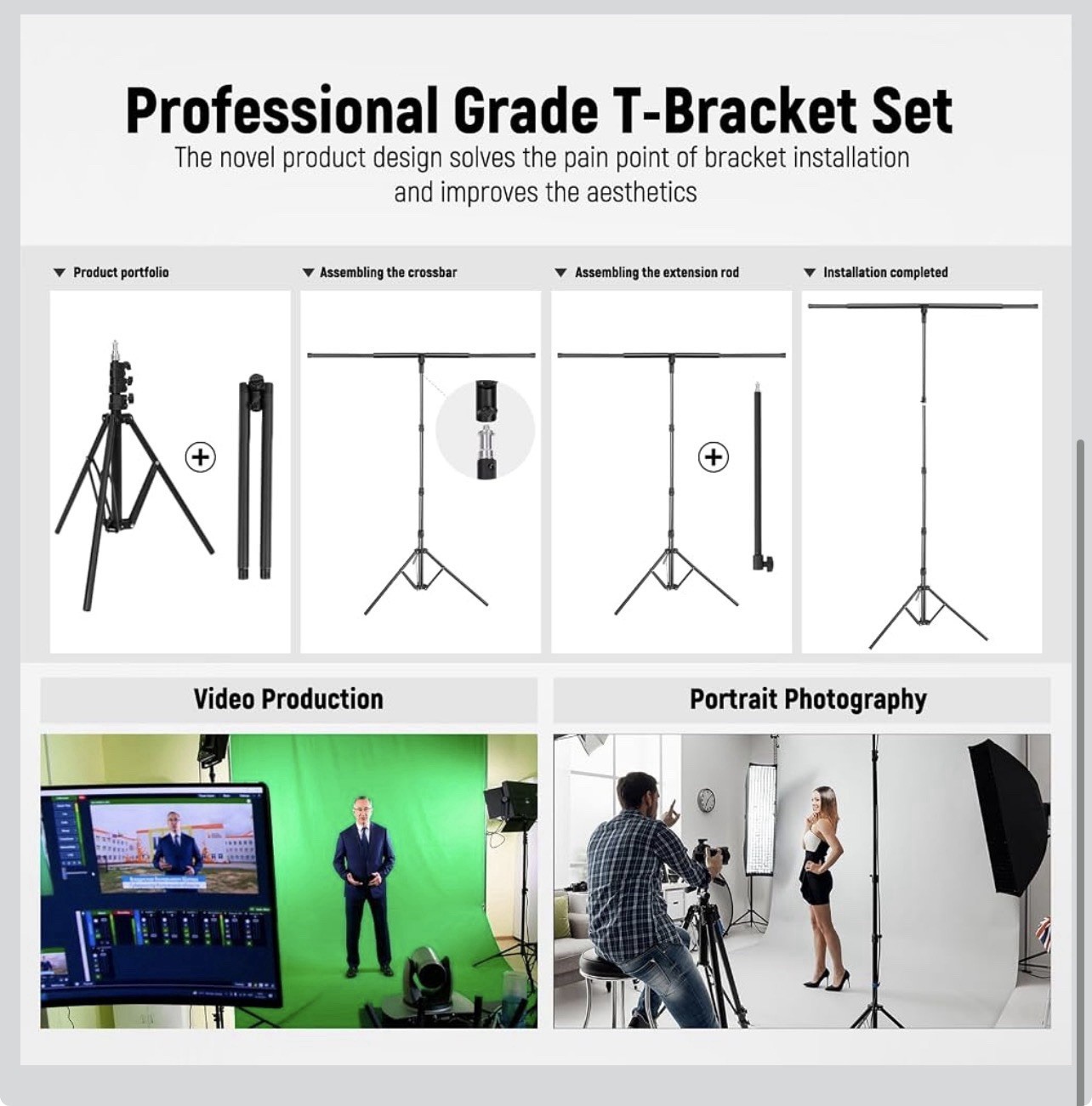 LOMTAP Green Screen Backdrop Kit T Shape Stand 4.6x6ft