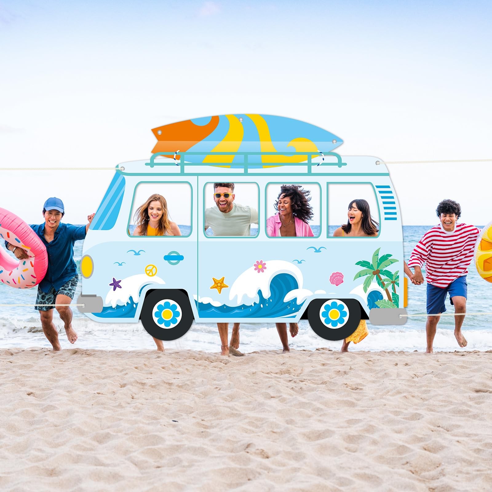 Summer Beach Bus Shaped Photo Prop Selfie Frame Party Decor 66 x 46in Large F…