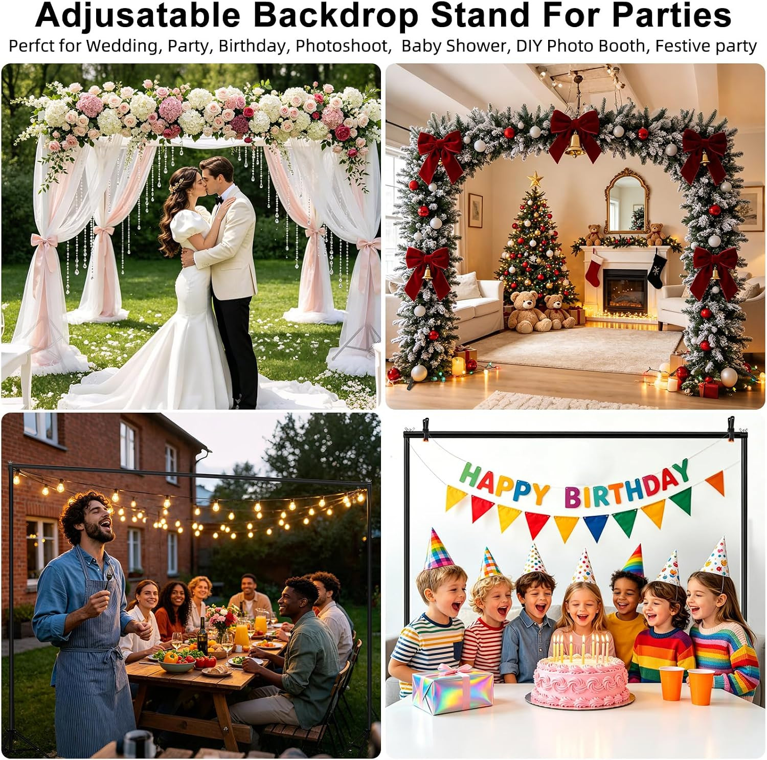 Backdrop Stand 10X7Ft(Wxh)- 7 Widths Photo Studio Adjustable Background Stand Su