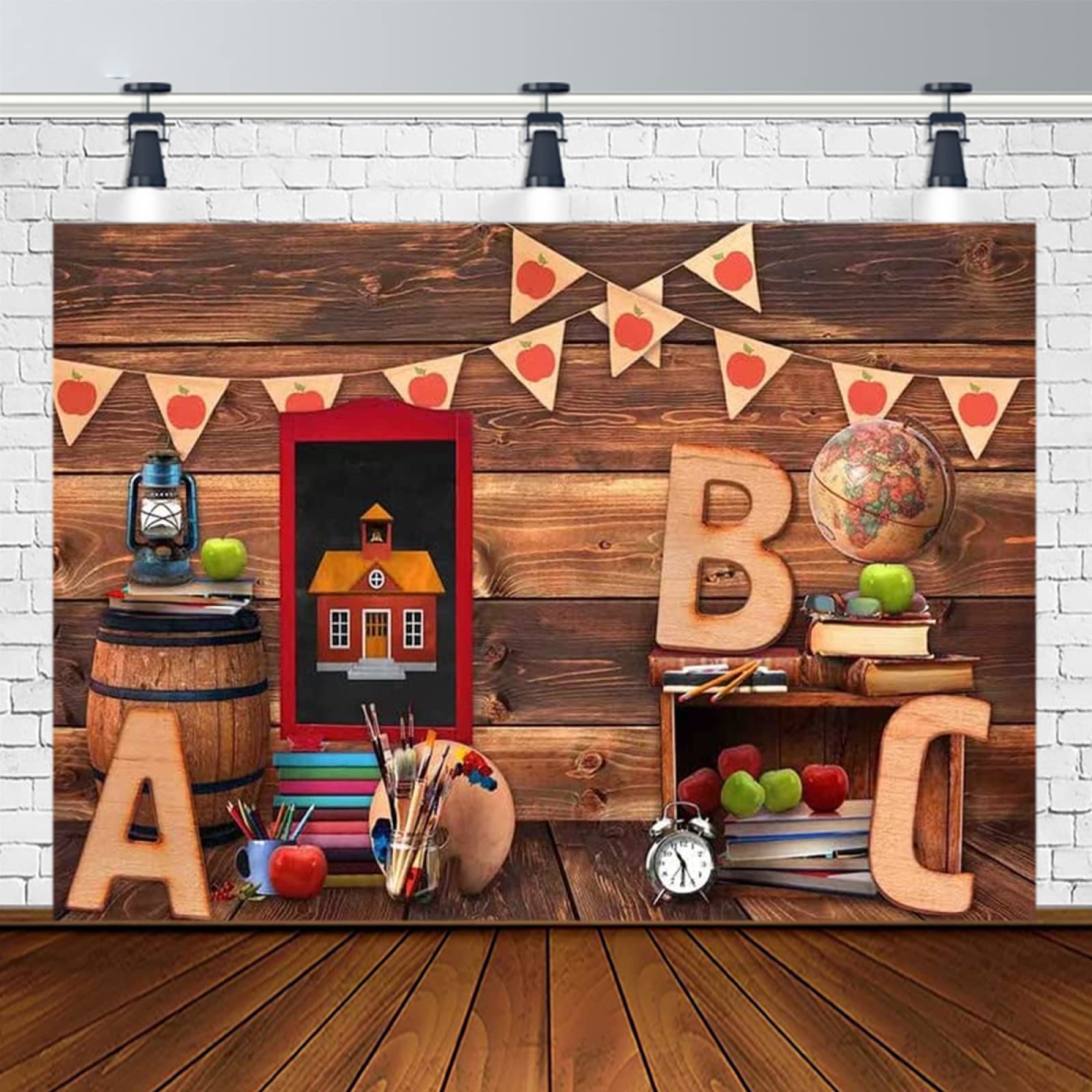 Welcome Back To School Backdrop Globe Pencil Book Classroom First Day 7×5 ft