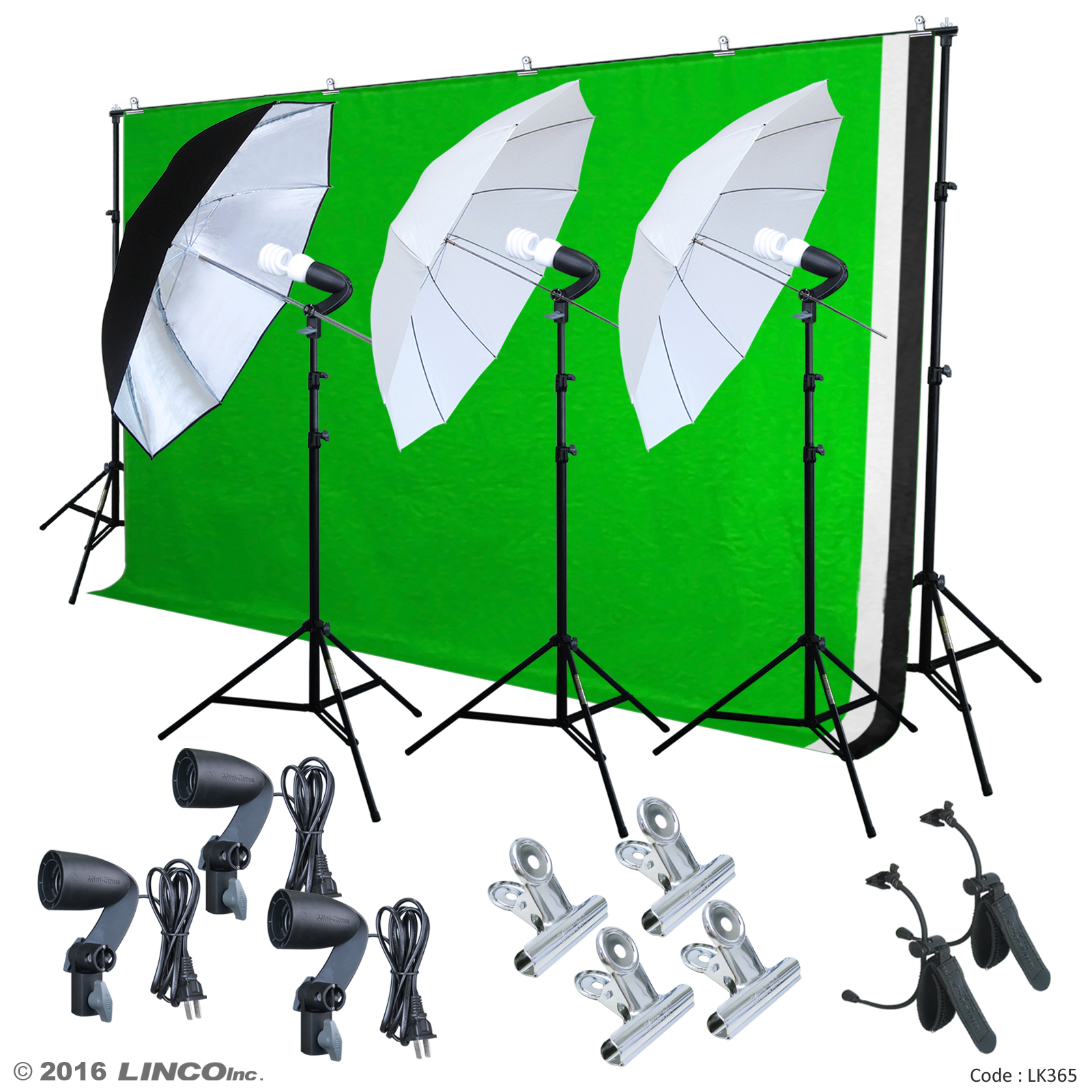 Photography Studio Lighting Photo Light Lamp Studio Kit 3 Backdrops Muslin