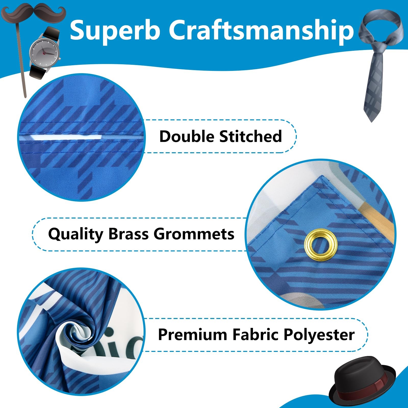 Large Fathers Day Banner Decorations 72″ X 48″ Feliz Día Del Padre Backdrop Span