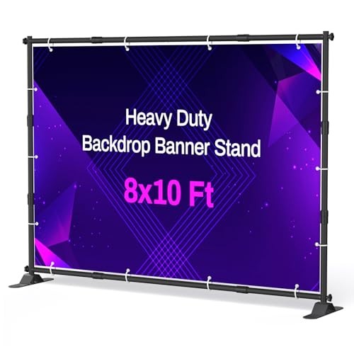 10 x 8 Ft Heavy Duty Backdrop Banner Stand, Adjustable Photo Background