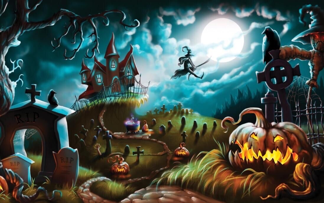 Halloween Witch Party Event Decor Panel Backdrop 10×7.5ft