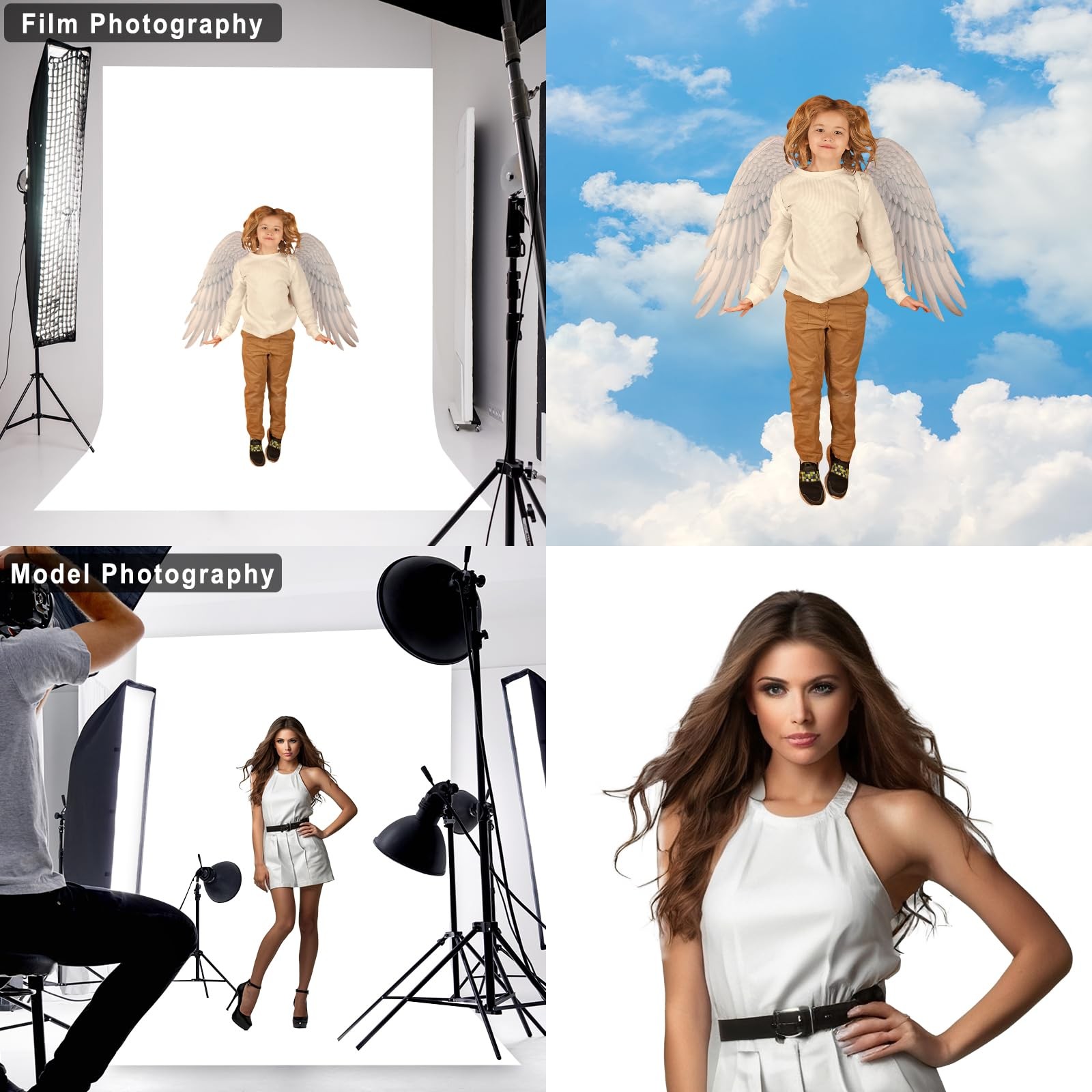 LYLYCTY 5x7ft Backdrop White Screen Key Soft Pure Studio Background ID Photo