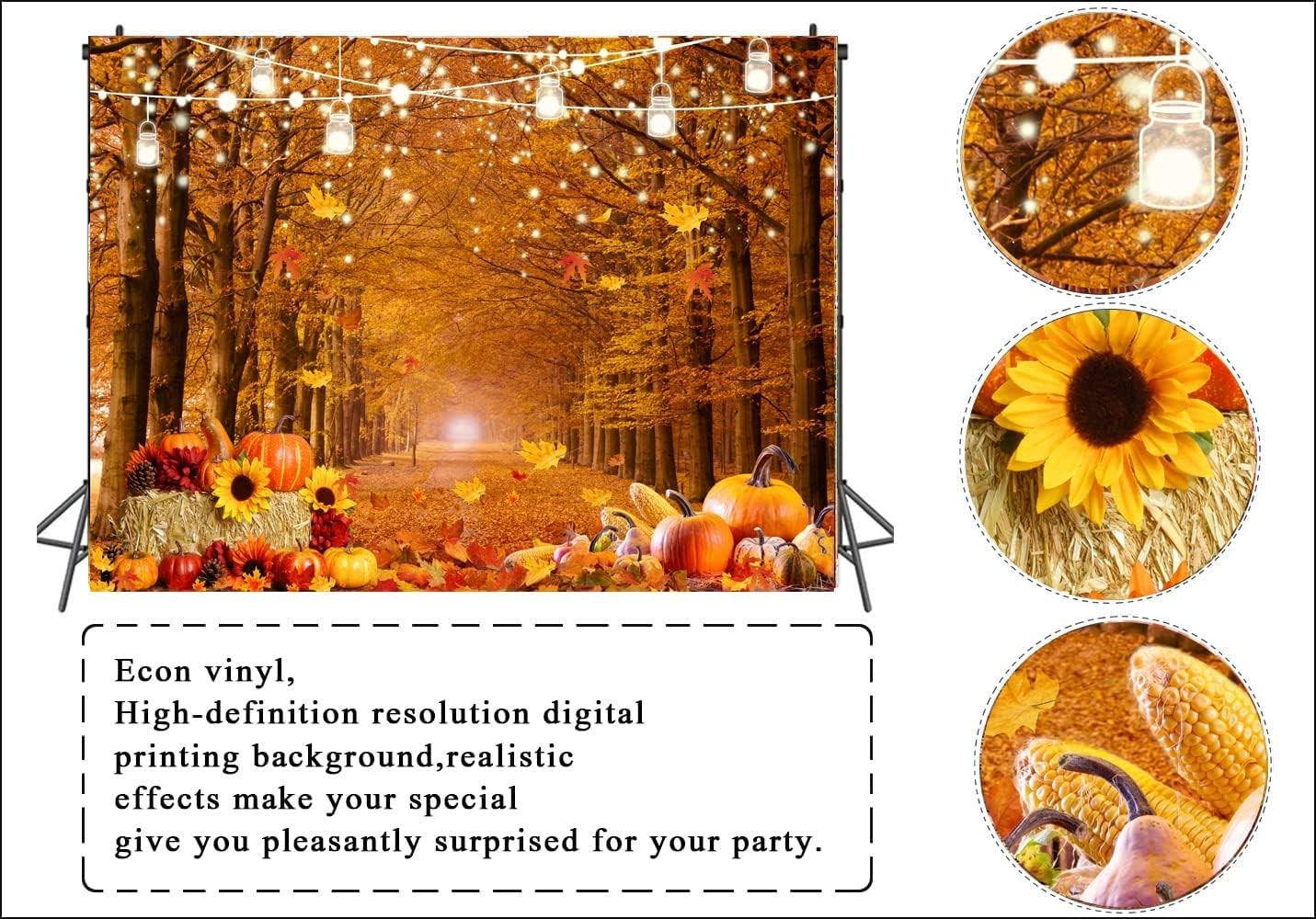 7x5ft Fall Forest Photography Backdrop Harvest Thanksgiving Pumpkin Prop 185