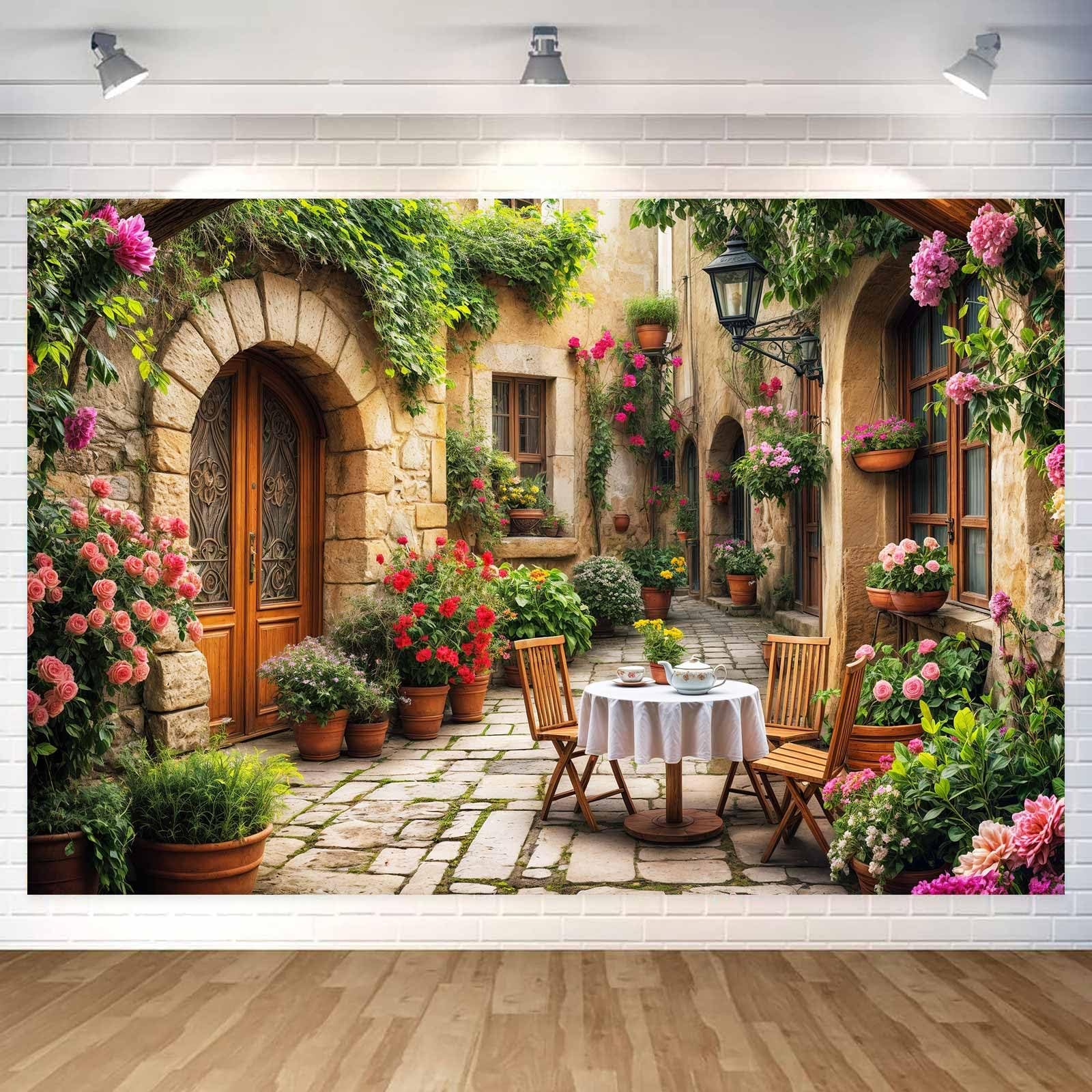 10X8ft Italian Theme Backdrop Italy Town Street Backdrop for Photography, Eur…