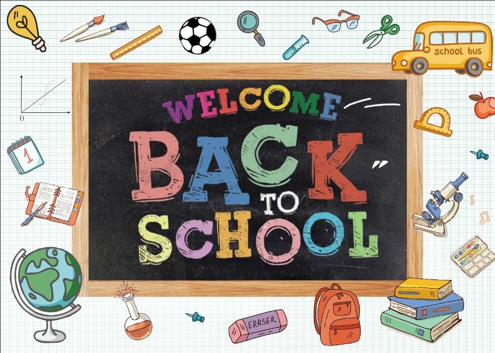 Welcome Back To School Backdrop First Day Kids Teacher Blackboard Photo 7×5 ft