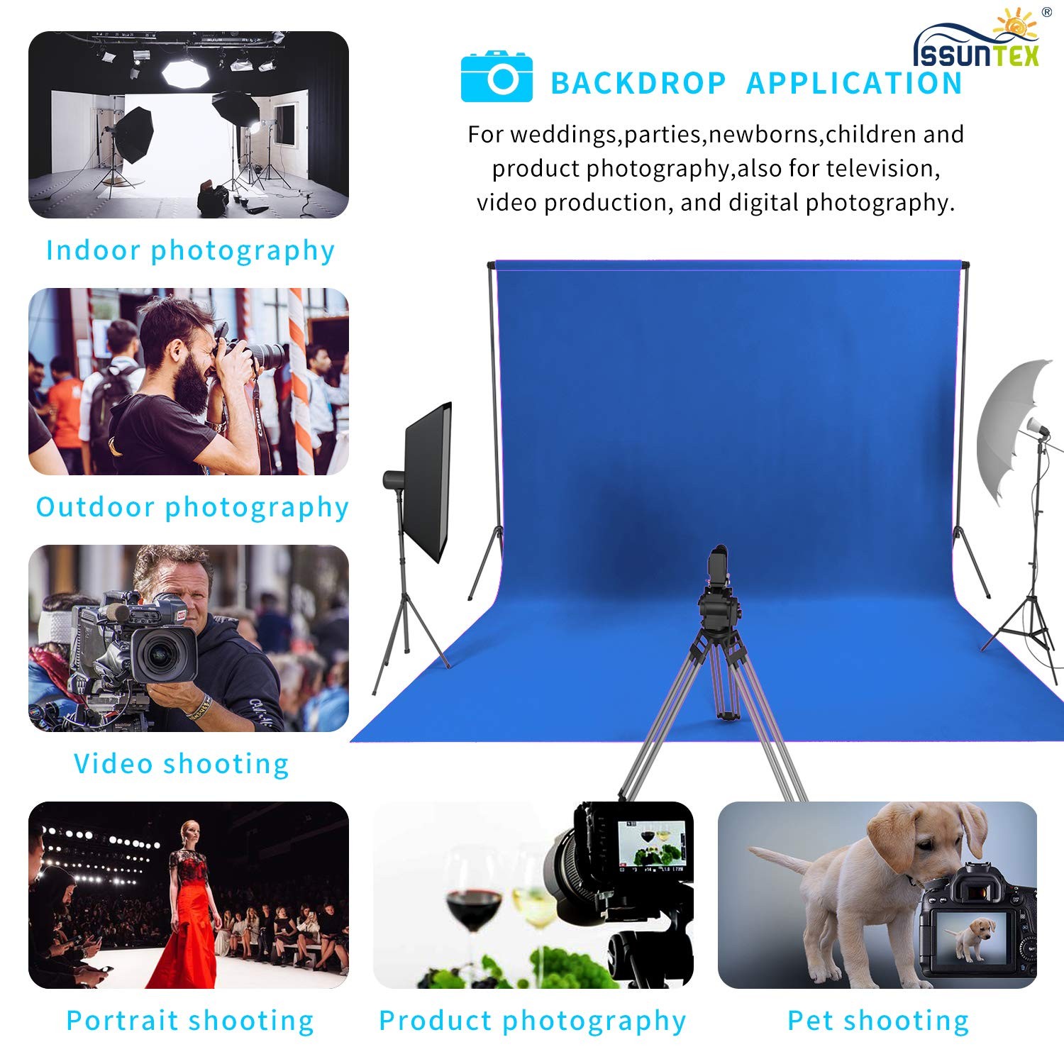 10X20 ft Background Muslin Backdrop, Photo Studio, Collapsible High Density S…