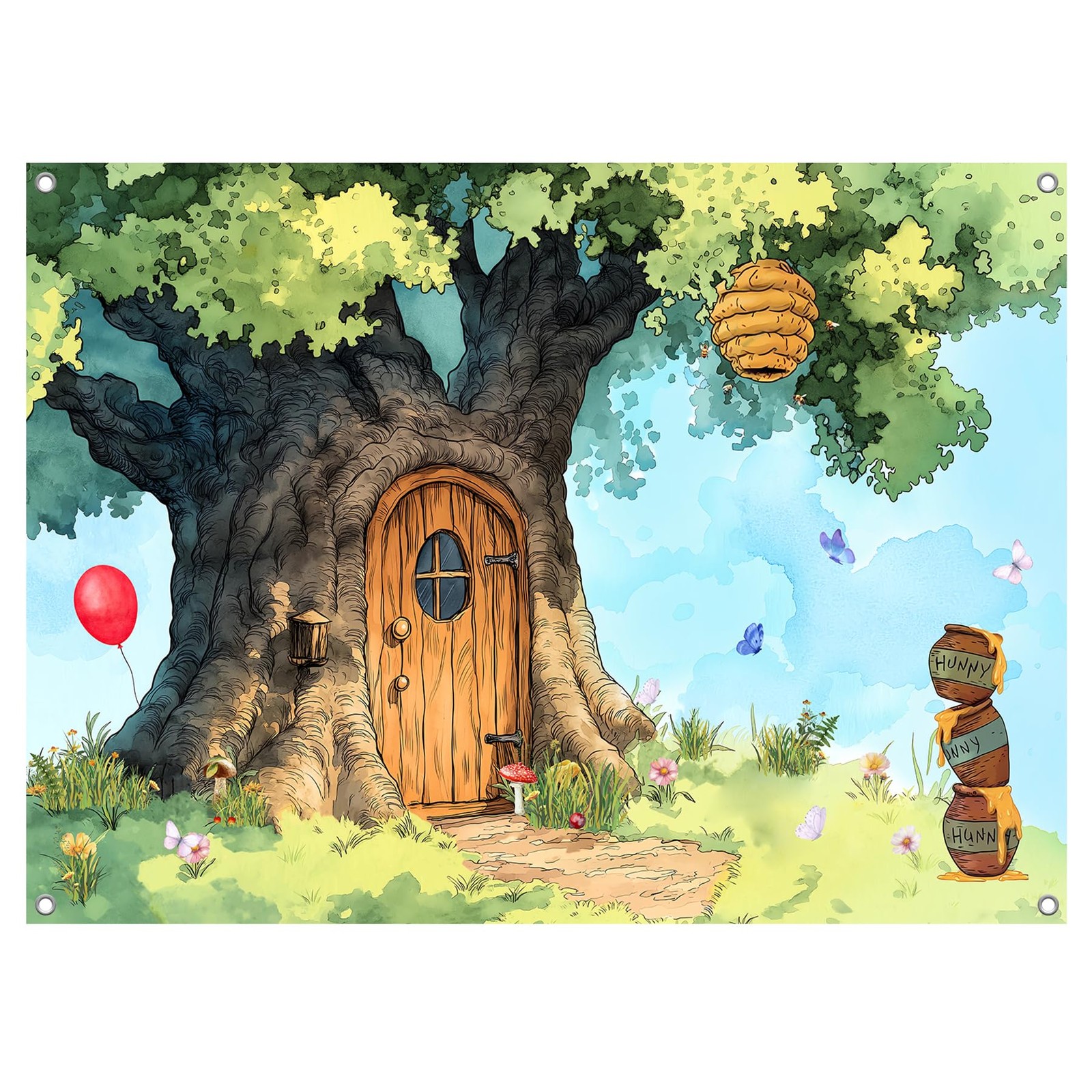 UMURILXY Cartoon Hunny Forest Backdrop 7x5FT Polyester Spring Tree Honey