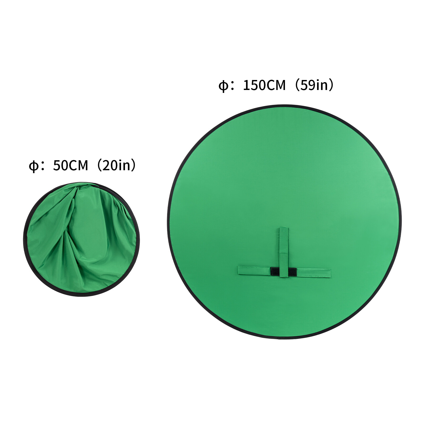 59″ Round Green Screen Collapsible Webcam Backdrop Photography Webex Video Chats