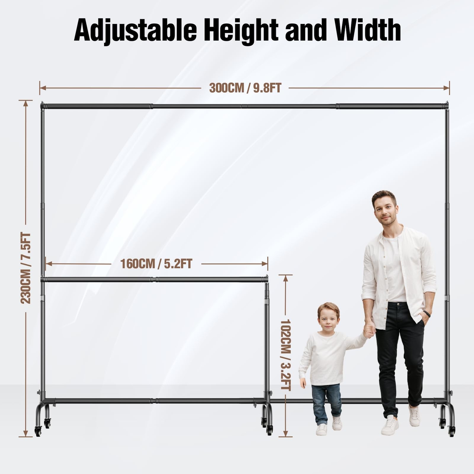 Rolling Backdrop Stand with Wheels – 10 x7.5 ft (WxH) Adjustable – Moveable P…