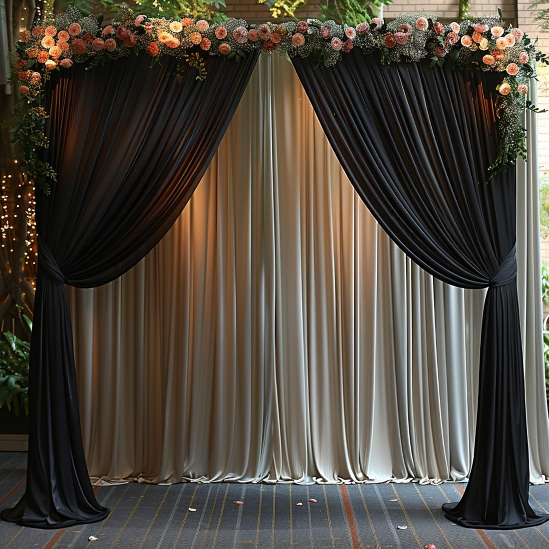 10X7Ft Wrinkle Free Black Backdrop Curtain for Parties Soft Fabric Drapes Weddin