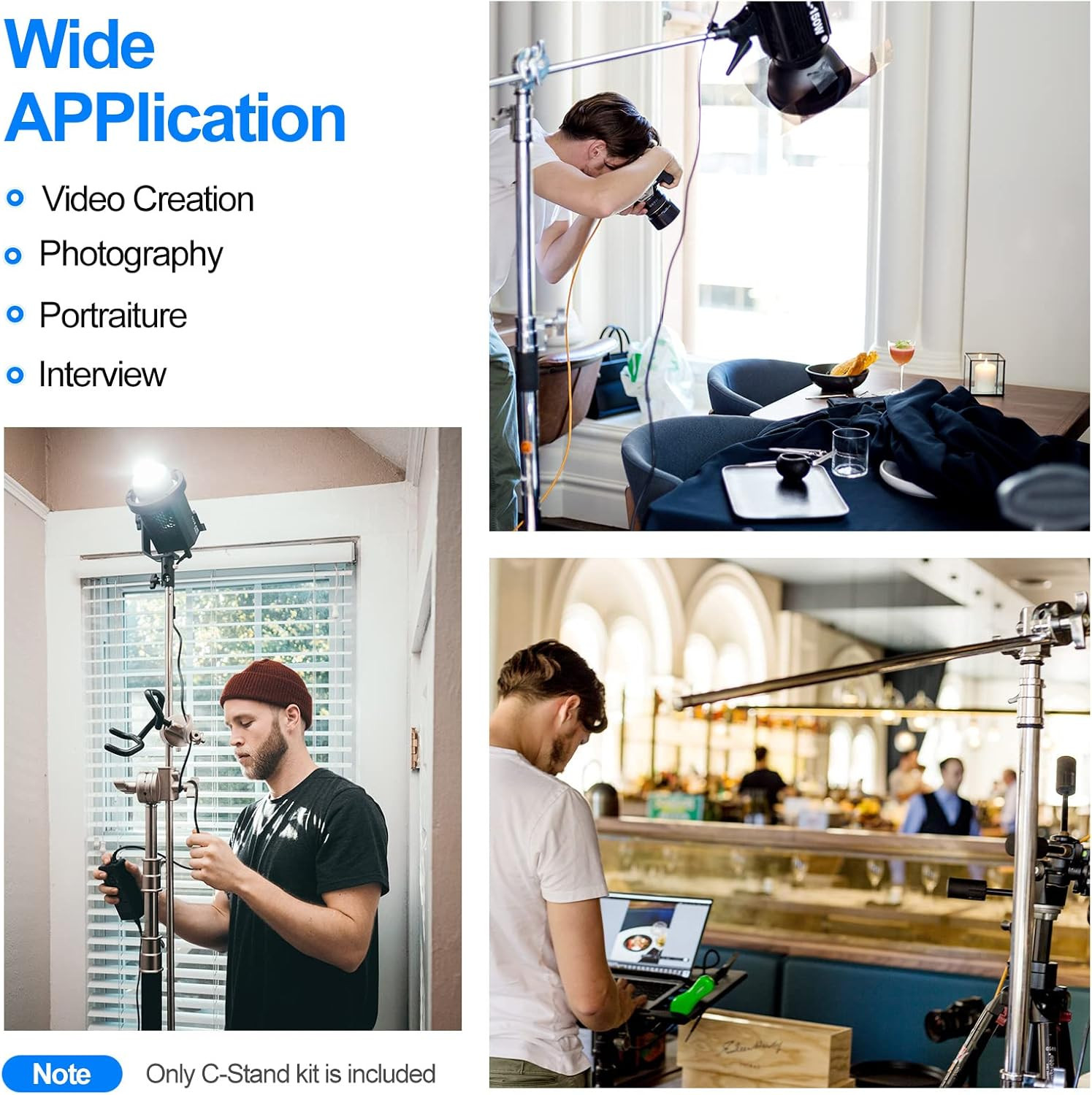 2 Pack 10Ft Heavy Duty C Stands with Boom Arm for Photography Studio