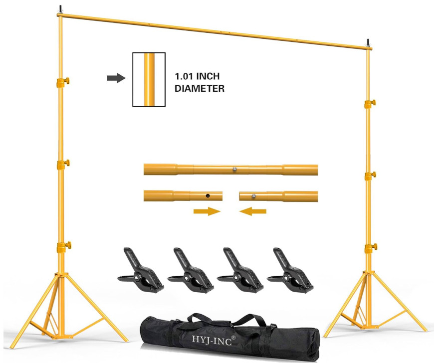 10×8.5ft Gold Backdrop Stand Kit, Adjustable Photo Studio Frame-by HYJ-INC (NIB)