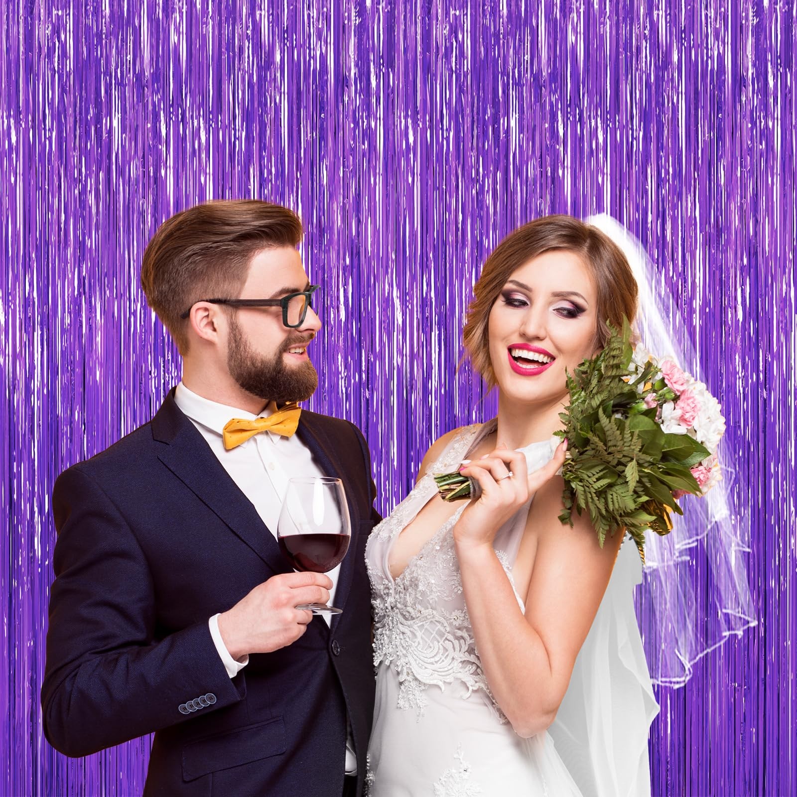 2Pack Purple Backdrop Metallic Tinsel Streamers Foil Fringe 2Pack,