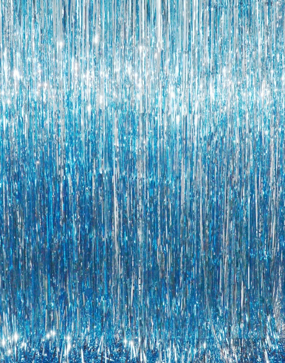1 Pack Light Blue Tinsel Foil Fringe Curtain, 3.2×9.8 ft, Photo Backdrop