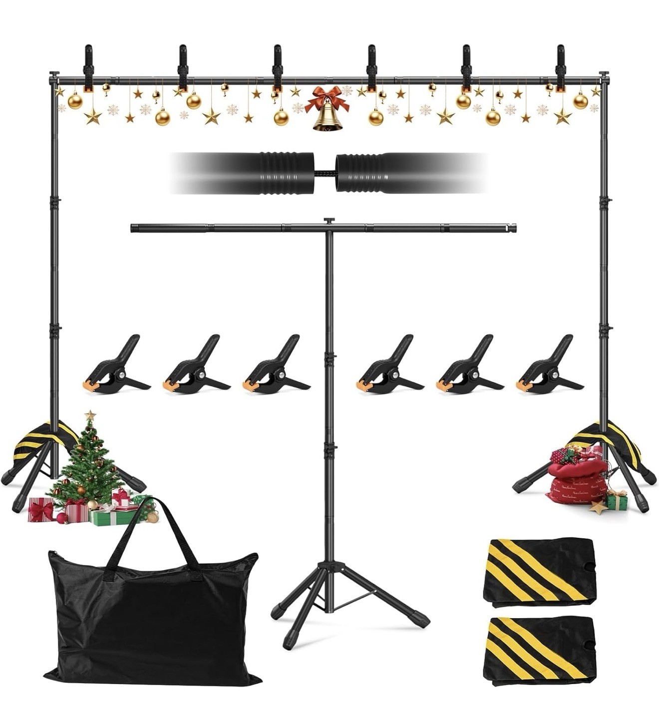 3-in-1 Portable Backdrop Stand Adjustable 10×7.5ft T Shape Photo Background New