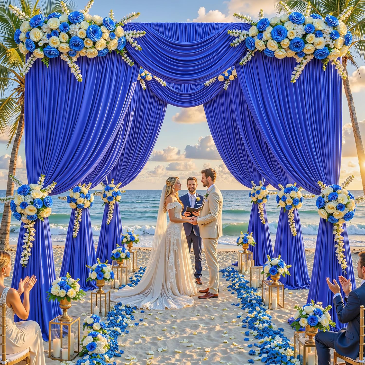 40Ft×12Ft Royal Blue Backdrop Curtain for Wedding Parties, Wrinkle Free Polyeste