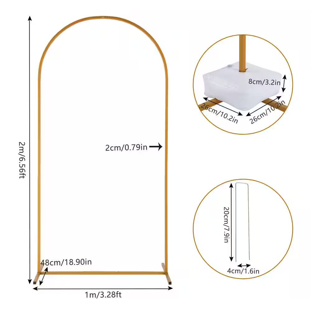 39.36 In. W X 78 In. H Gold Metal Backdrop Stand Arch Arbor
