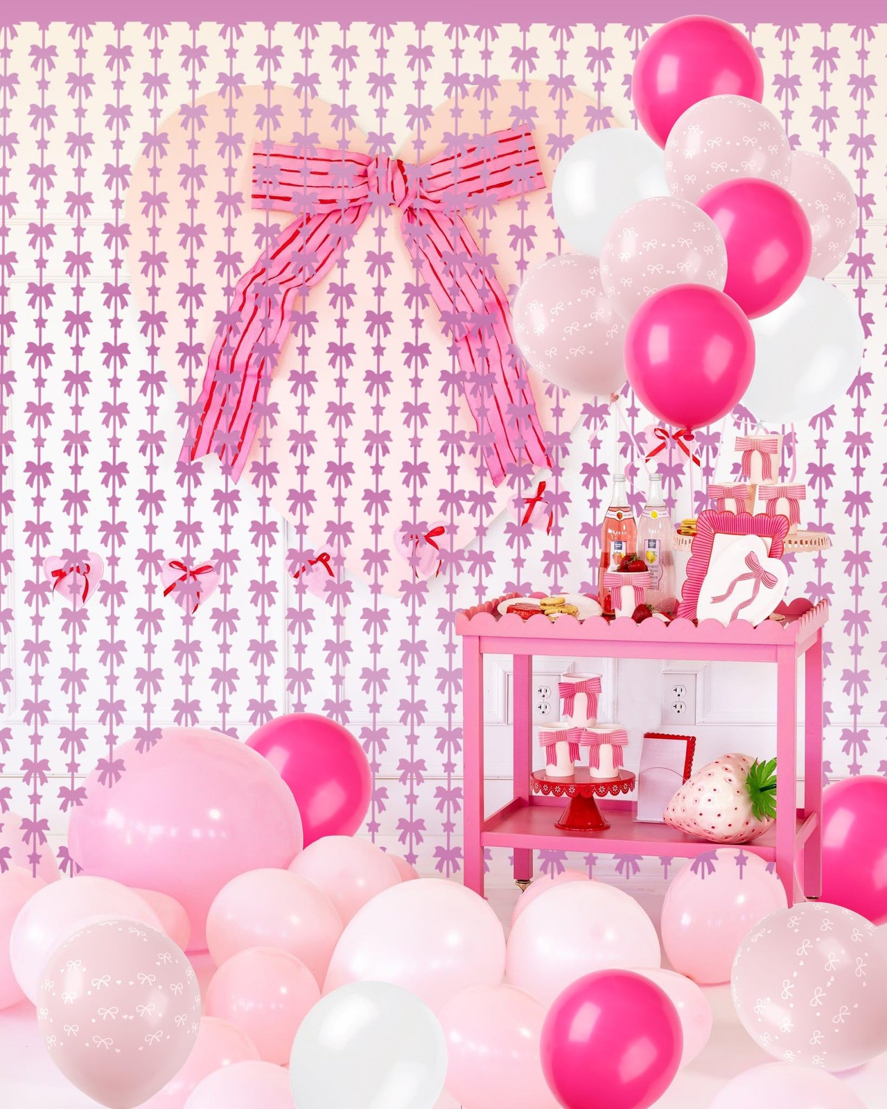 Bow Birthday Party Decorations Bow Foil Fringe Curtains Photo Props Backdrop …