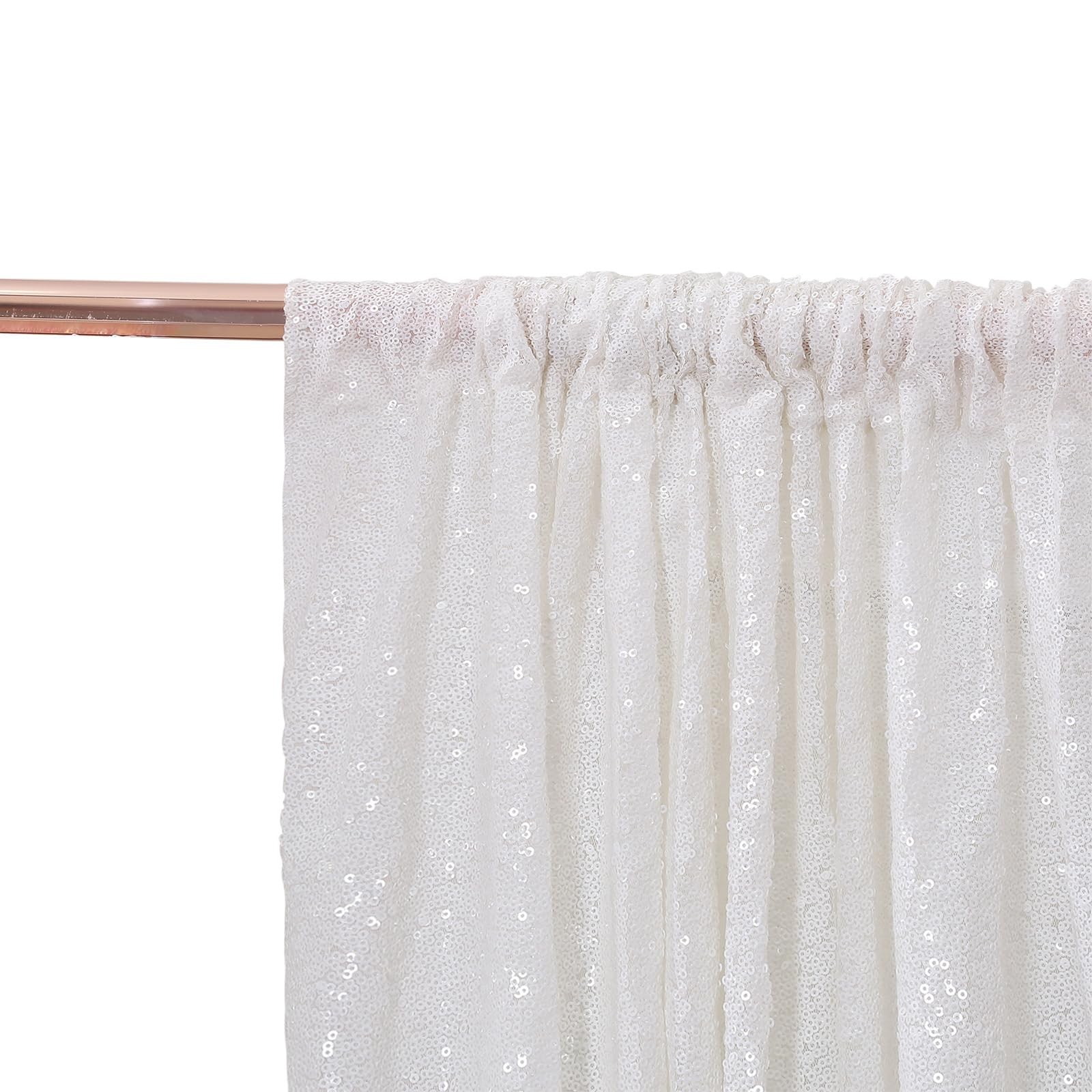 White Sparkly Sequin Backdrop Curtains 2FT X 8FT 2 Panels for Wedding Party R…