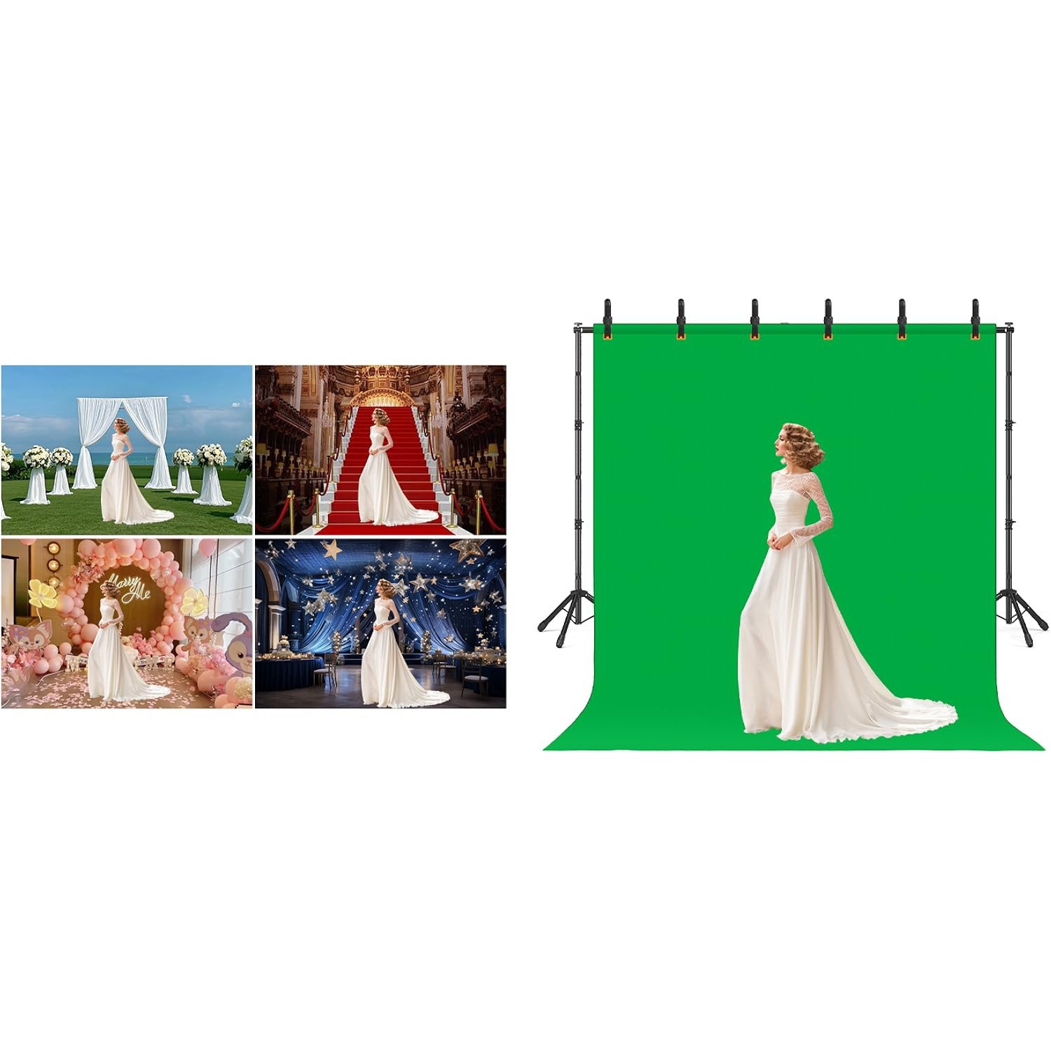 Green Screen Backdrop Stand 10 x 8.5 inch Greenscreen Background for Photography