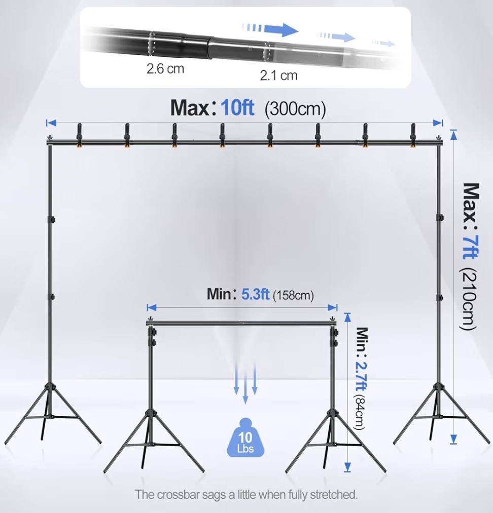 New In Box Backdrop Stand 10x7ft Adjustable Background Stand Support kit
