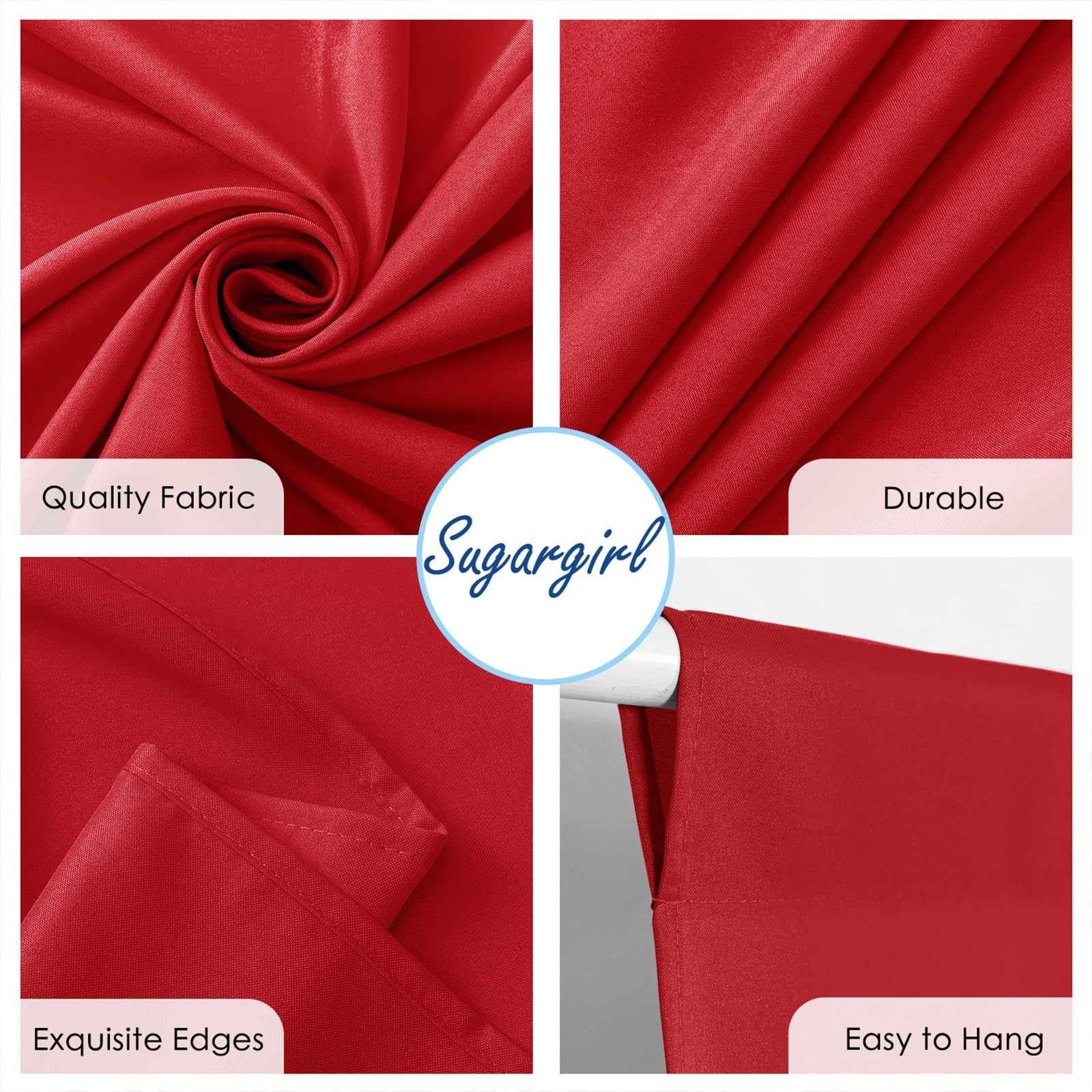5x7ft Red Backdrop Curtains Polyester Wrinkle Free Drapes Party Wedding 2 Panels