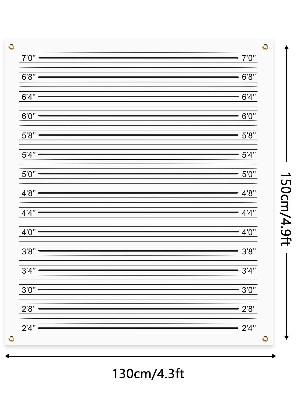 Mugshot Backdrop Photo Booth Banner 4.9 x 4.3 ft, x feet, White