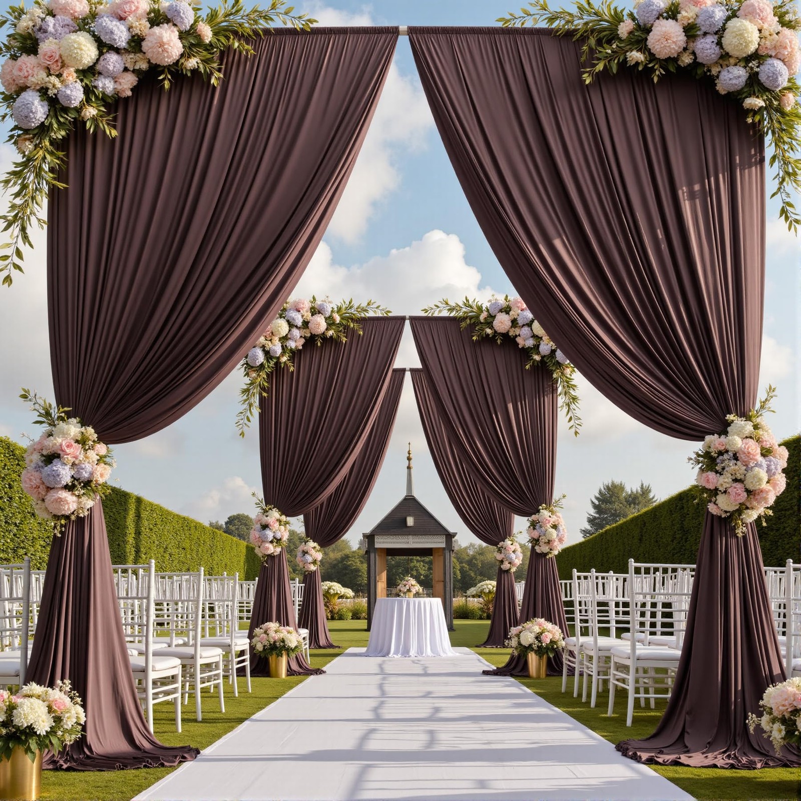 10×15 Ft Brown Backdrop Curtains Wrinkle Free Polyester 2 Panels Wedding