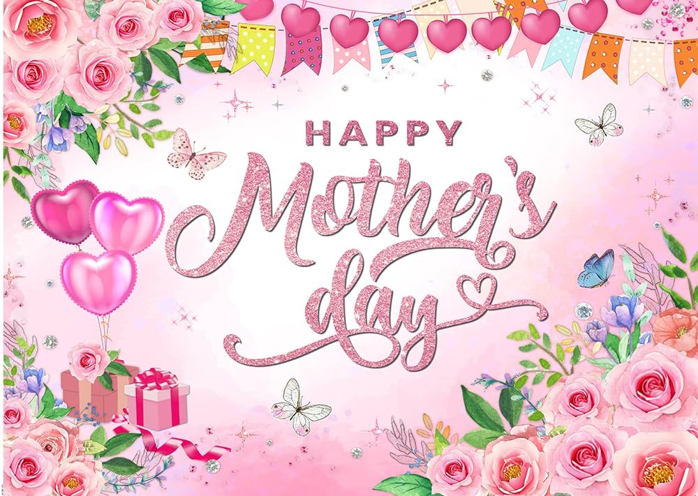 7X5ft Happy Mother’s Day Backdrop Watercolor Flower Background Mothers Day Birth