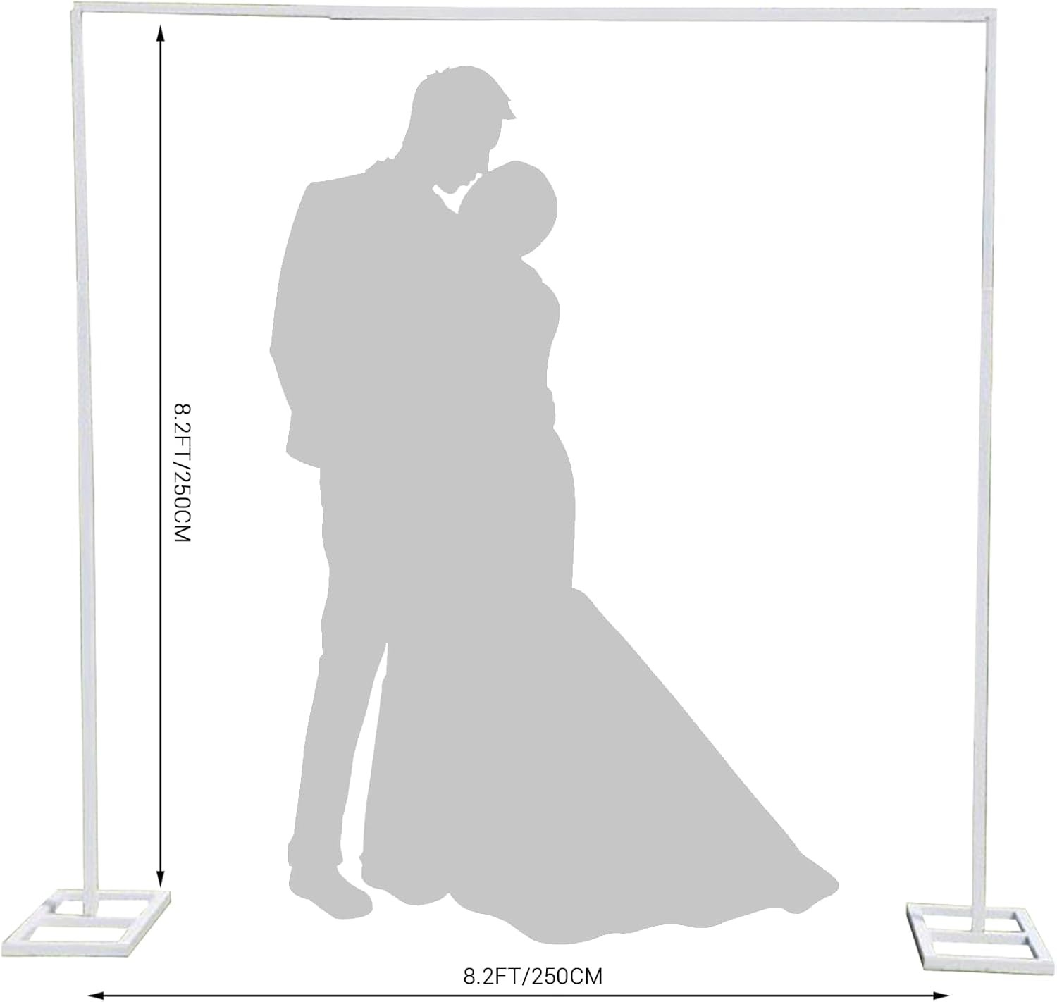 8.2FT Metal Wedding Arch Backdrop Stand, Heavy Duty Metal Garden Arch Stand