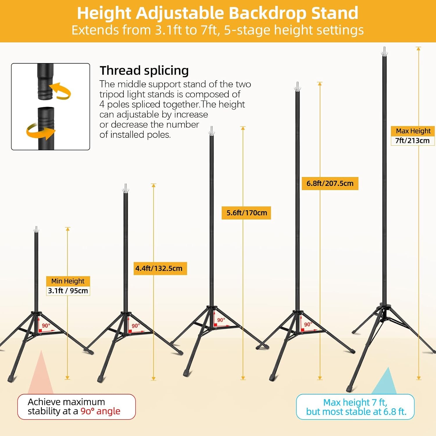 Adjustable Photography Studio Backdrop Stand Background Support Kit Wedding