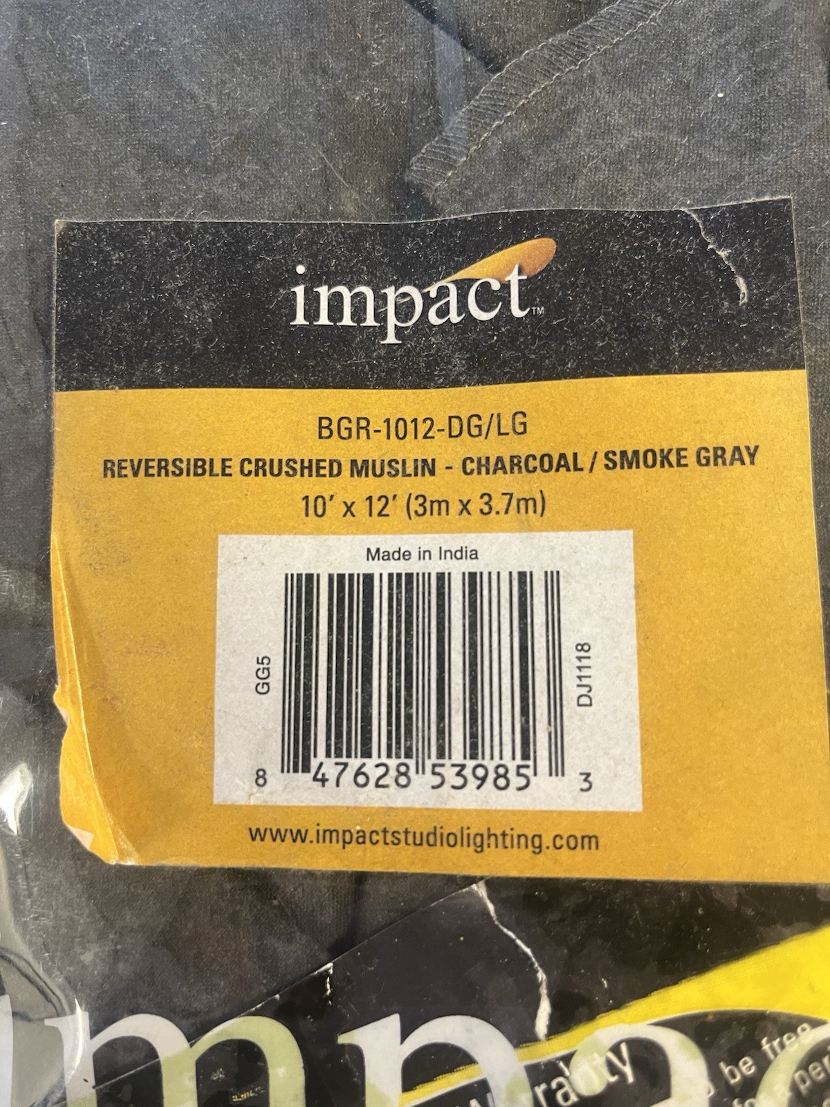 Impact Crushed Muslin Background (10 x 12′) Charcoal/ Smoke Gray
