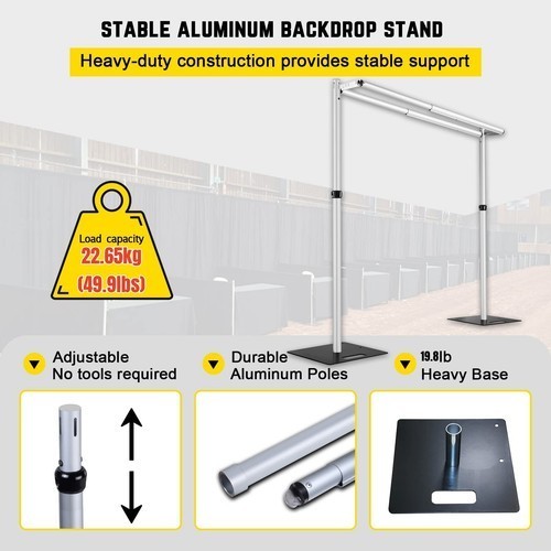 Double Cross Bar Adjustable Quick Backdrop Kit 10′ x 10′ Pipe Without Drape
