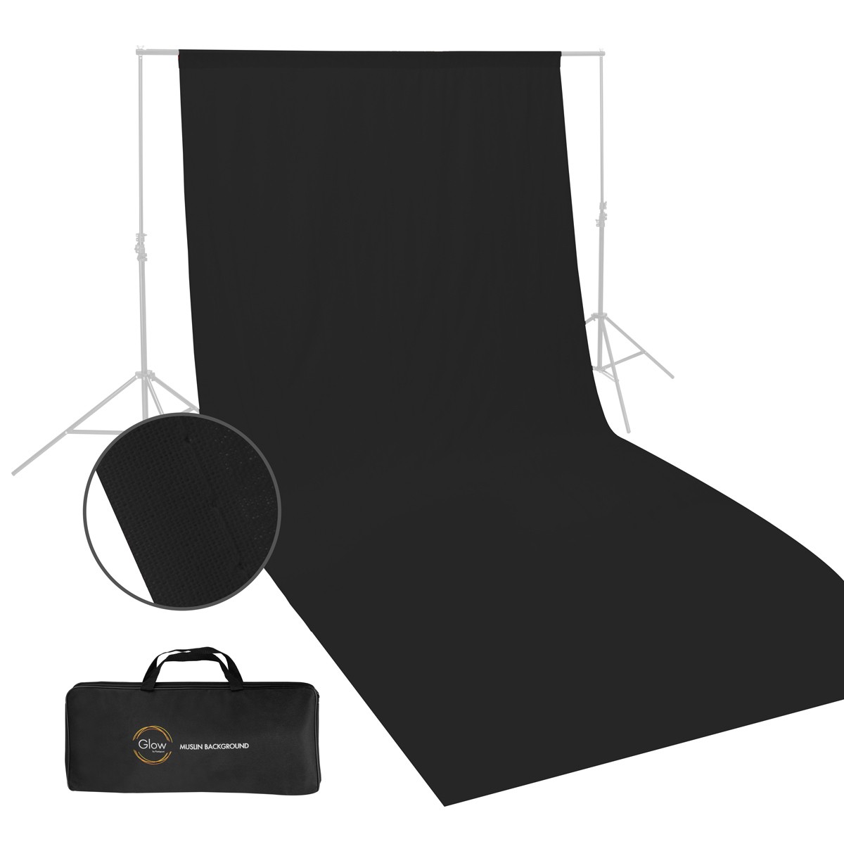 Glow Muslin Backdrop – 10×20′ (Black)